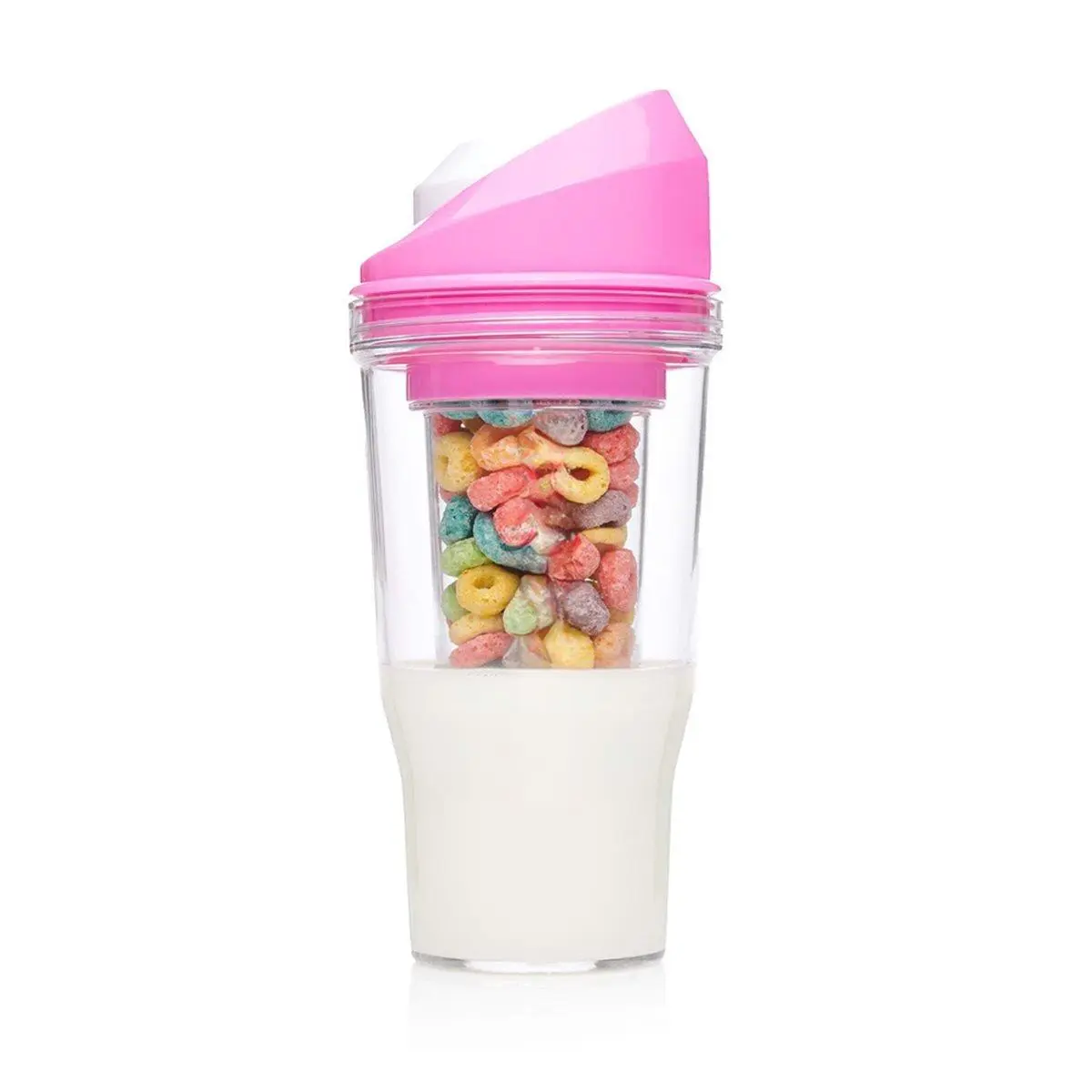 Portable Silicone Reusable Food Container - Unisex Compact Cereal Cup with 1-Hand Use, Holds Cereal & Drink, No Spoon or Bowl Required, Easy to Carry, Home & Party Supplies, Party Bag Gift, One-Hand Use