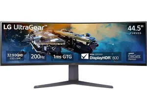 LG 45GR65DC-B 45" Ultragear Curved Gaming Monitor, QHD, 200Hz, 1ms, UltraWide Display, 32:9, AMD FreeSync Premium Pro, VESA DisplayHDR 600, HDMI 2.1 x2, DP, UBS x3, Tilt/Height/Swivel Stand Black
