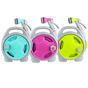 50ft Telescopic Garden Hose Reel, Garden Hose Reel with 6 Nozzles for Standard Hose Connection for Patio Watering - Blue/Green/Rose Red