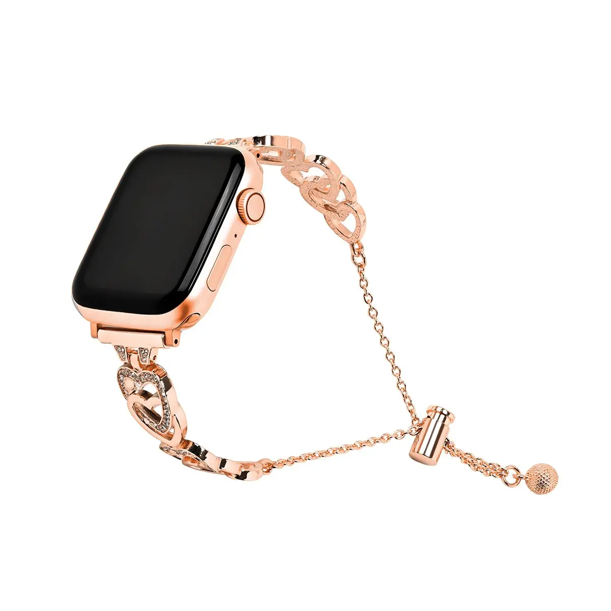 Metallic Aesthetic Couples' Heart Watch Band, Smartwatch Strap - Compatible with Apple Watch 38-49mm, Valentine's Day Gift, Wearable Accessory, Unisex Replacement Strap for Apple Watch