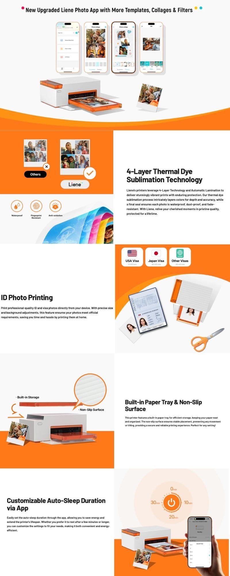 Liene Amber M110 Bluetooth Photo Printer 80 Sheets, Photo Printer for iPhone, Thermal Dye Sublimation, Picture Printer 60 Sheets 4x6 Paper & 20 Sheets 3" Square Sticker Paper & 2 Cartridges, New Drops, Spring Glow Up