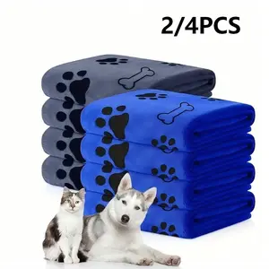 2/4pcs Pet Bath Towels, Animal Print Design Paws, Quick-Dry Soft Absorbent No Shedding, Suitable for Cats Dogs and Other Pets