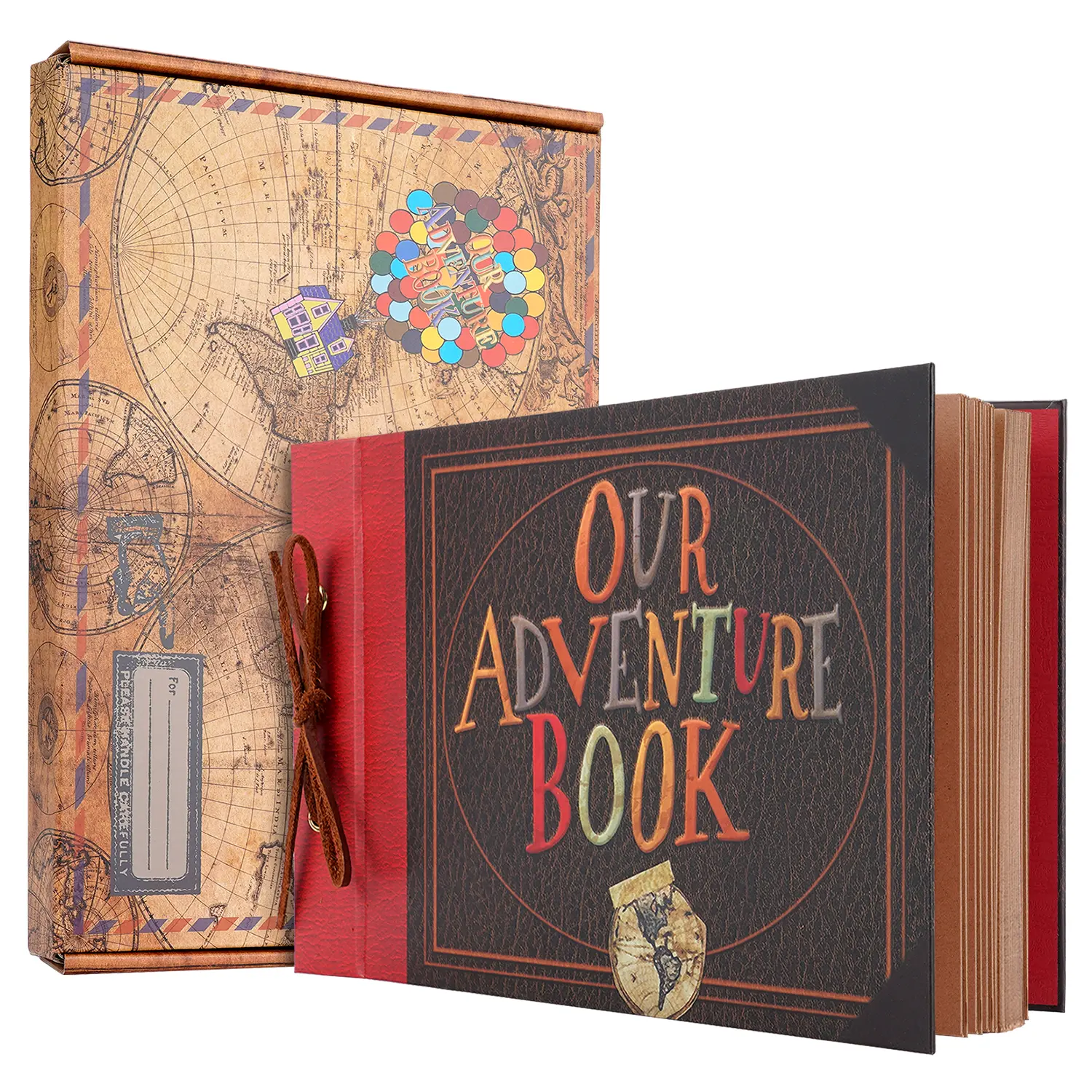 Our Adventure Book Vintage Style 3D Retro Embossed Letter Hardcover Scrapbook Photo Album - 11.9x7.6in, 80 Pages, Movie Up Inspired, Storage Journal for Craft Ideas, Gift Box Option for Mother's Day & Valentine's Day, Home Decor Gift