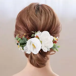 Flower Hair Clip for Women - Elegant Hair Accessory for Wedding, Party & Daily Wear (Ivory White)