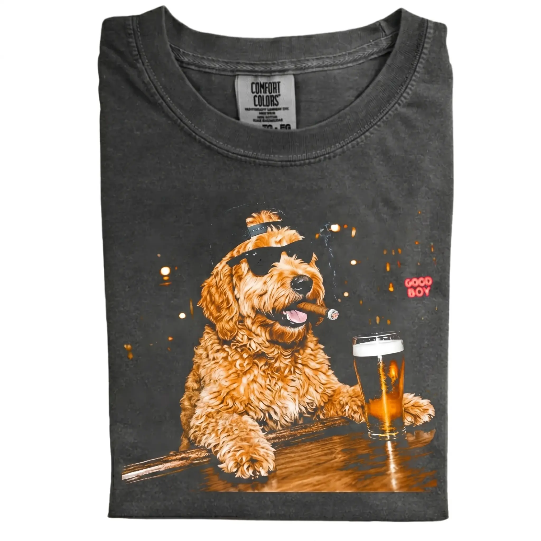 Funny Golden Doodle Drinking Beer T-Shirt, Vintage 90s Edgy Dog Meme Tee, Streetwear Graphic, Unisex Fit Design, Unique Pet Lover Gift
