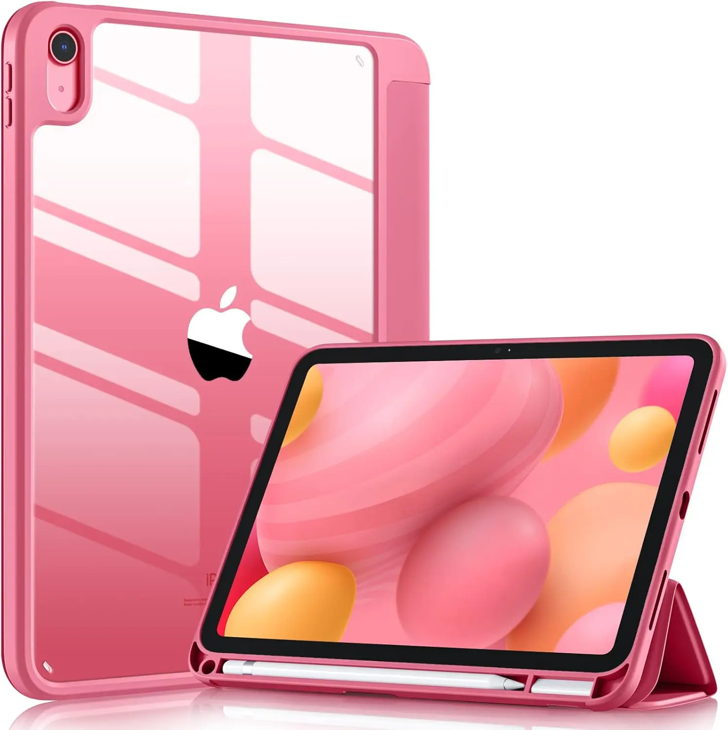 iPad case (A16) 11th Generation Case Compatible with 11 Inch 2025, for iPad 10th Generation Case 10.9 Inch 2022 with Pencil Holder, Trifold Stand Protective Cover, Auto Wake/Sleep, Watermelon Pink