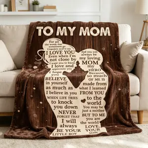 Gifts for Mom, Mothers Day Birthday Gifts for Mom from Son, Mom Gifts, Blanket Presents for Mother's Day, Christmas, Birthday Presents for Mother, Soft Cozy Flannel Throw Blanket 60x50 Inches, Printed on One Side with a Plain White Back, Halloween Thanksg