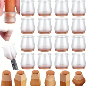 16 Pcs Chair Leg Floor Protectors for Hardwood Floors, Silicone Furniture Pads - Easy to Install, Noise Reduction, Scratch Prevention