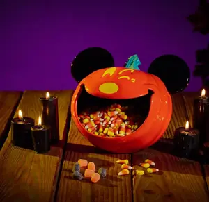 Theme Park Merchandise Halloween Winking Mickey Pumpkin Candy Bowl
