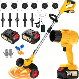 20V Cordless Weed Wacker and Leaf Blower Combo Kit with 2 , Electric String Trimmers with 11 count  for Makita  Grass Trimmer Lawn Mower Eater Brush  Yard Garden Tool YellowC