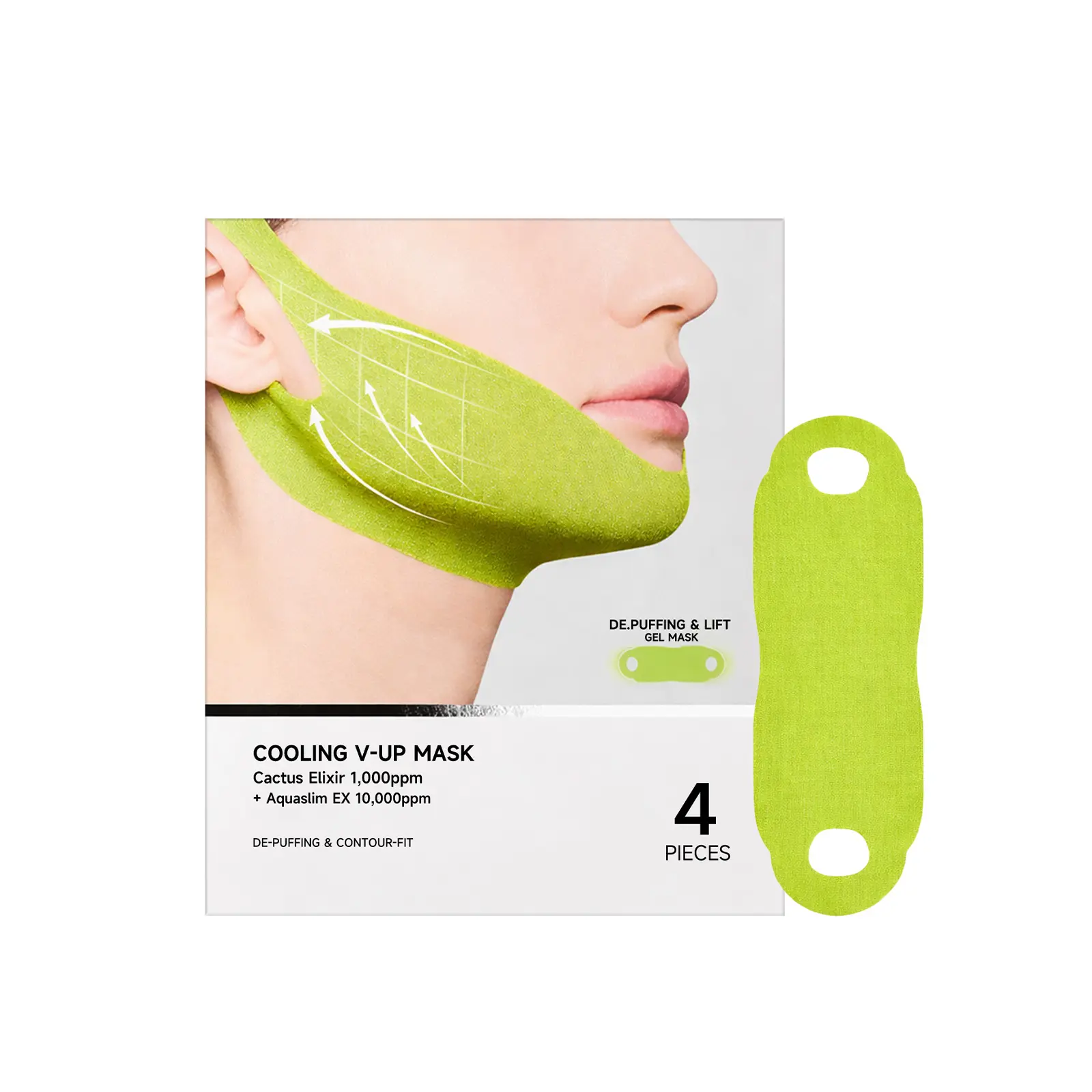 Cactus cooling and swelling lifting bandage mask, gentle jaw skin daily care patch, light and comfortable, convenient and easy to use, tight pores care repair skin, facial lifting mask, chin line lifting mask Caffeine Elixir Moisture