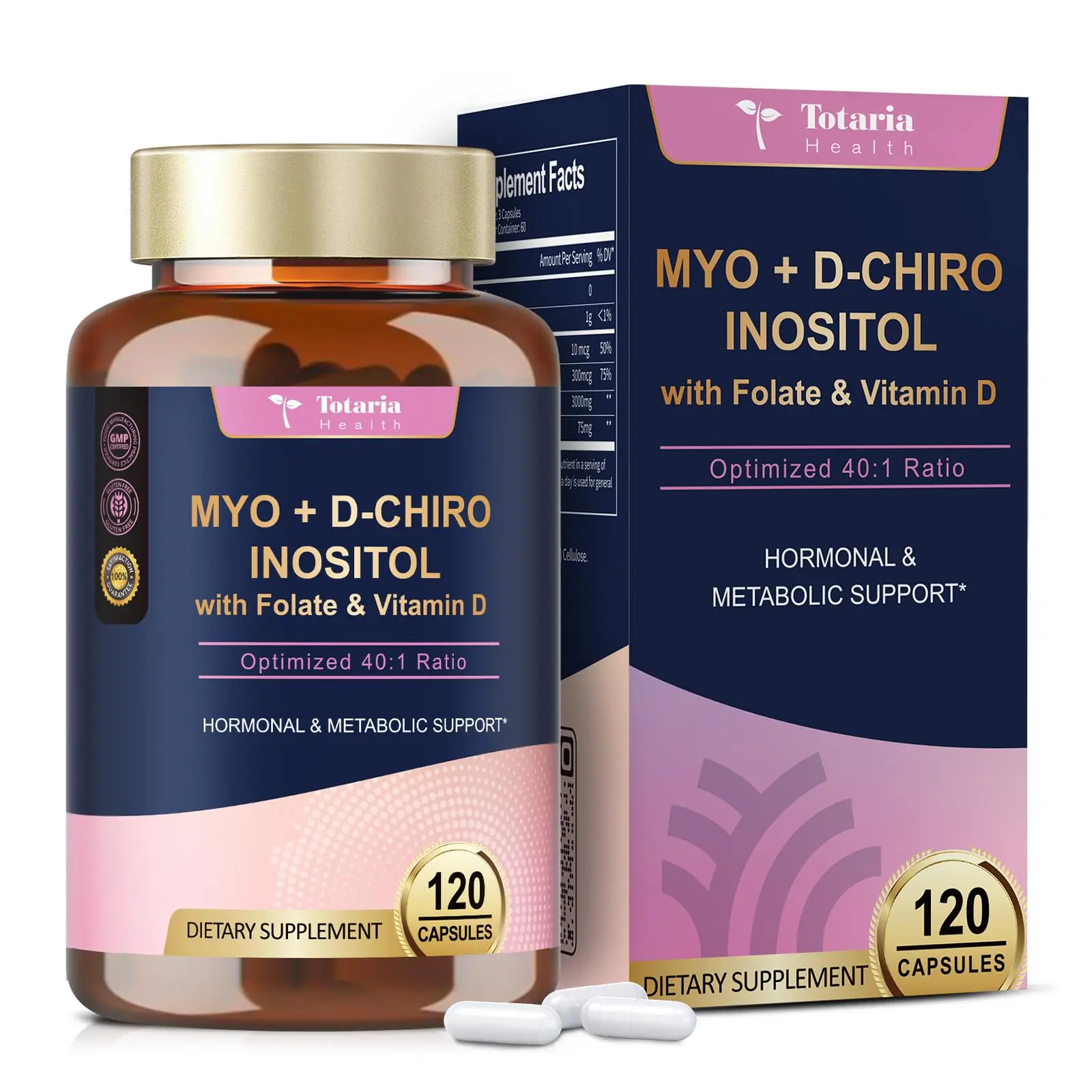 Totaria Myo & D-Chiro Inositol Capsules | 3000mg 40:1 Ratio + Vitamin D3 & Folate | Hormonal Balance & Wellness Support for Women. #DealsForYouDays