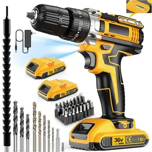 21V Cordless Drill Set with 29Pcs Accessories, 3/8 Inch Keyless Chuck, 25 Clutch, 45Nm Max Torque, 2 Batteries & Fast Charger, Ideal for Home DIY & Repair - Outdoorfun
