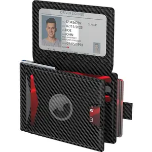 Wallet for Men with Stealth Pocket for AirTag, 3 in 1 Design, Removable ID Window, RFID Blocking, 15 Card Capacity, Slim Carbon Fiber, Bill Divider, Wallet with  Box,  Storage for AirTag