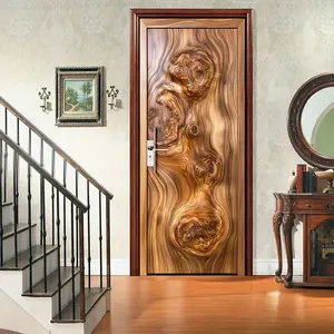 Vibrant Abstract Wood Grain Door Decal, Modern Peel & Stick Wall Art, Natural Elegance for Bedroom Living Room Office Home Decor, Decorative Wall Sticker