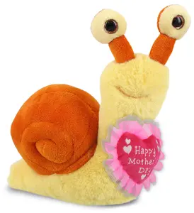 DOLLIBU Orange Snail Stuffed Plush Toy - 5.5" Small Mother's Day Heart Doll, Super-Soft Polyester, Embroidered Accent, Wife Gift, Novelty Item, Happy Mother's Day Message Inclusion, 1 Dollibu Orange Snail Stuffed Animal Plush Heart