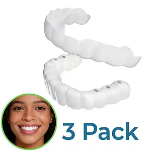 【3 PACK ECONOMIC DEAL】Snap-On Teeth Affordable Washable Cosmetic Dentures Bundle  Reusable Soft Flexible Temporary Smile Visual Tool Tooth Gaps Wide Spaces Between Teeth Adults Everyday Saver Daily Confidence