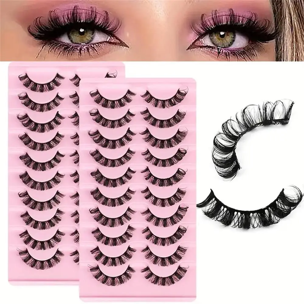 Russian Curled False Eyelashes, 20 Pairs Wispy Fluffy Cluster Lashes for Eye Makeup Enhancement, Natural Look Curl Eye Makeup Strip Lashes for Women & Girls, Fluffy Lash Clusters