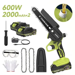 PULITUO Mini Chainsaw Cordless, 20V 6 Inch Battery Chainsaw with Dual Batteries, Lightweight Handheld Electric Saw for Tree Trimming, Wood Cutting, Pruning, Garden Gift