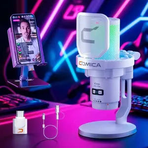 COMICA EJoy Uni/Uni PRO Wireless Gaming Microphone, RGB Condenser USB Mic with Noise Reduction and One-key Mute | Desktop Stand | PC/Mobile Phone Compatible for Streaming, Podcasting, Recording, Online teaching