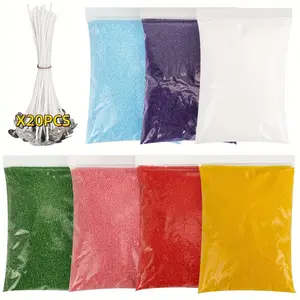 BlingFun 7 Colors Sand Candle Wax kit, Multicolor Layered Candles, Snow Pearled Candle with Wicks, Suitable For Gatherings, Parties, Weddings And Other Scenes Creative Holiday Gifts