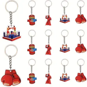 1Set Boxing Party Decorations 12pcs Boxing Birthday Baby Shower Party Favors Boxing Match Keychain Boxing Gloves Player Boxer Key Chain Decor for Fight Sports Boxing Theme Party Supplies Man