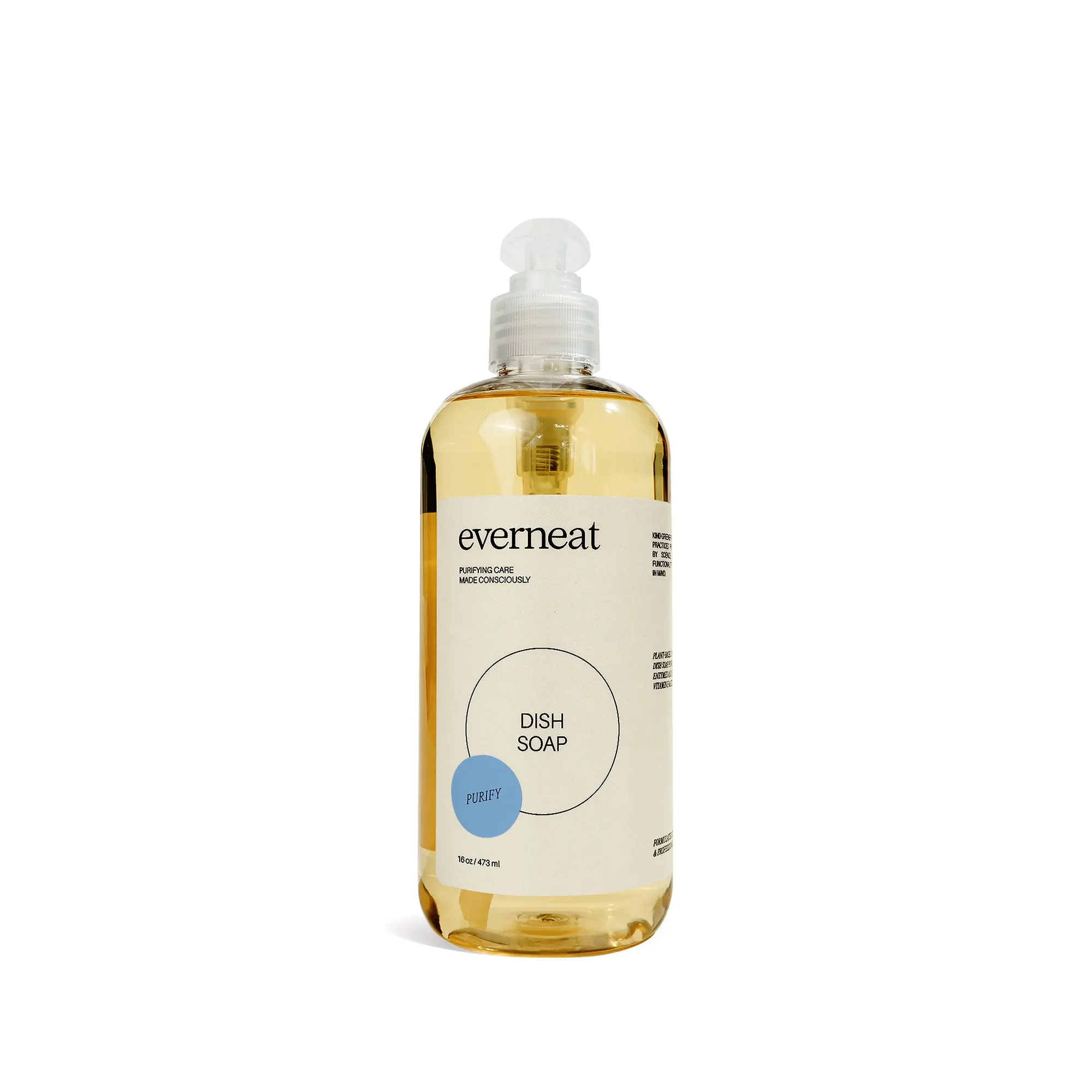 Everneat Ultra-Concentrated Dish Soap, Clary Sage, Copaiba & Orange EO | Plant-Based, Cuts Grease, For Handwash + Dishwasher| Eco-Friendly, Refillable Glass Bottle (16oz)