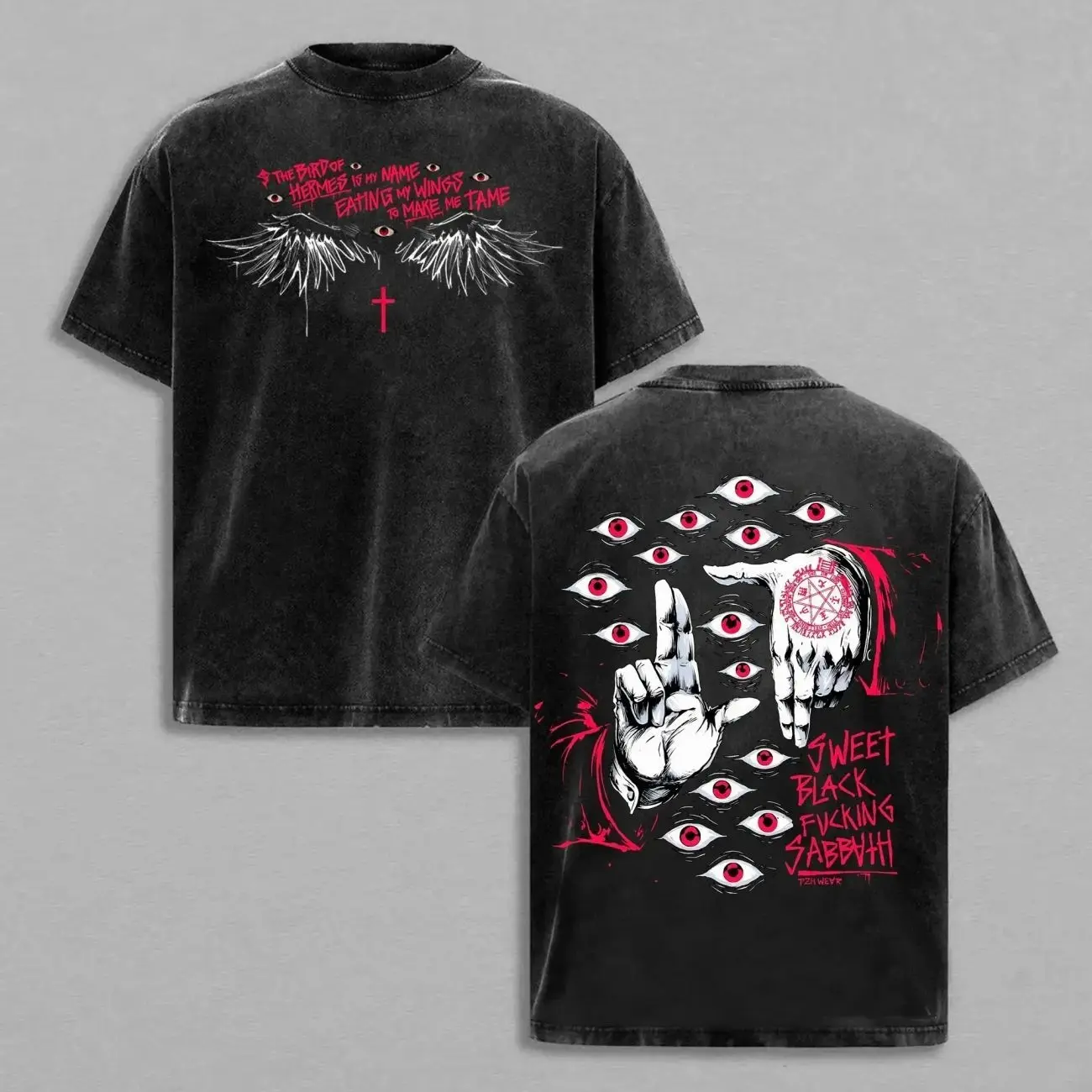 Limited Edition Alucard Hellsing Hand Signs Anime Double Printed Oversize Lightweight Acid Washed Tee, Gift For anime lover XAN