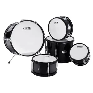 【Spotlight Day】VEVOR Kids Drum Set, 5-Piece, 16 in Beginner Full Drum Set with Bass Toms Snare Floor Drum Adjustable Throne Cymbal Hi-Hat Pedal and Two Pairs of Drumsticks, Starter Drum Kit for Child Kids, Black