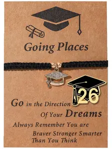 2026 Graduation Memorial Bracelet and Pin Set, Rhinestone Doctor Hat Pendant, 14k Adjustable Cord, Party Gift Set, Glamour