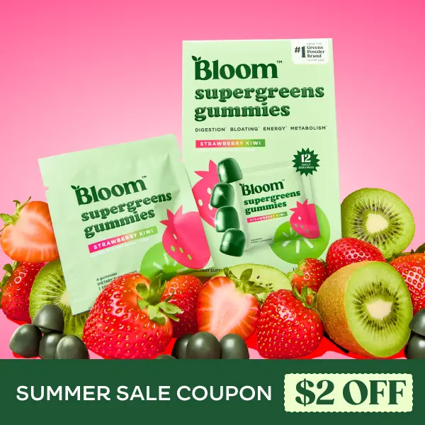 Bloom Nutrition Supergreens Gummies - Daily Greens, Easy Gut Health & Energy Support, 30+ Ingredients, Dairy-Free, Gluten-Free, Keto-Friendly, Non-GMO, Sugar-Free, Plant-Based, 12 Count