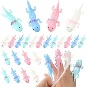 24PCS Slingshot Axolotl Salamander Finger Toys, Axolotl Squishy Party Favors Sticky Rubber Flying Catapult Fidget Toys Birthday Goodie Bag Sling Shots For Kid Easter Basket Stuffers Valentines & Xmas & Halloween Gifts