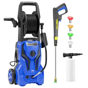 Electric Pressure Washer, 2500 PSI 1.85 GPM  Lehao Power Washer Electric Powered with 25 FT Hose Reel 4 Interchangeable Nozzle & Foam Cannon, for Cars, Patios, and Floor Cleaning
