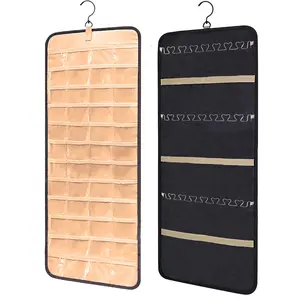 Hanging Jewelry Storage Roll-Up Hook Metal Hooks Dual-Sided Display Rack for Earrings Necklaces Closet Rings Walls Doors Large Organiser Home Jewelry Organizer