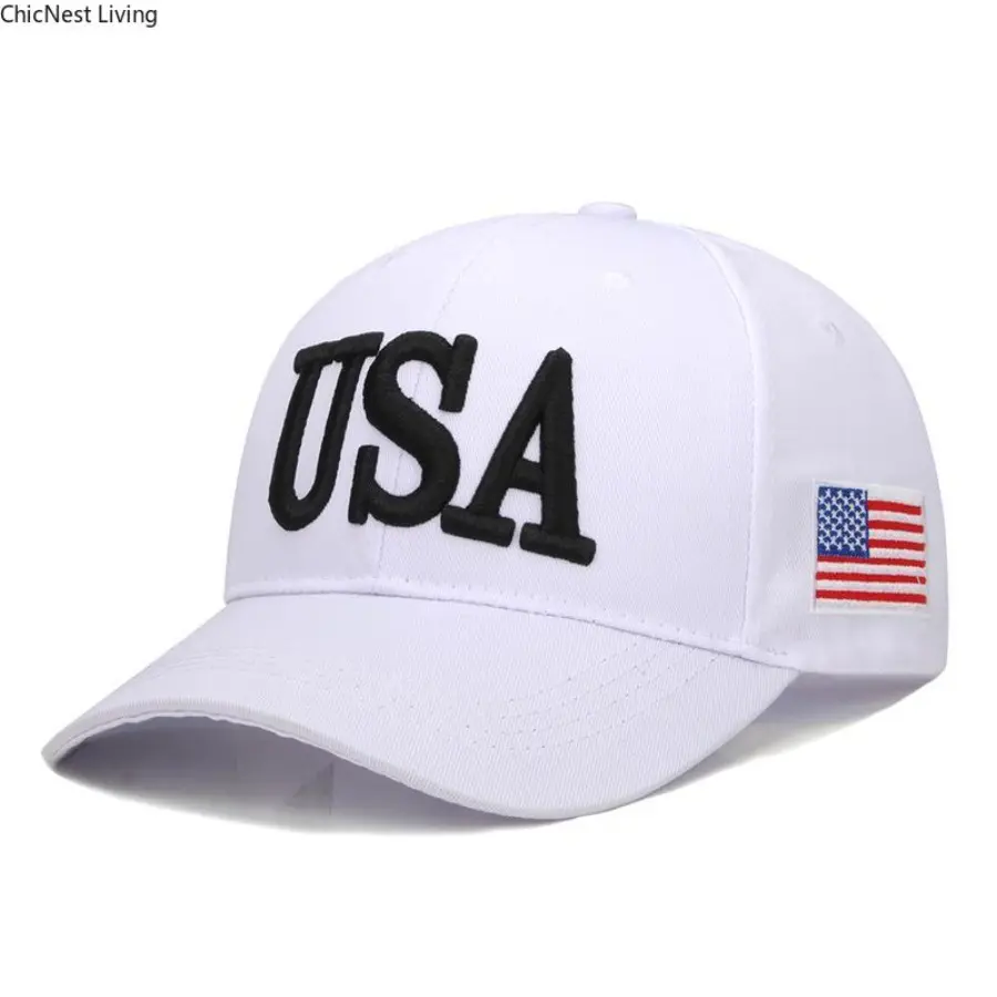 Embroidered USA Dad Hat, Adjustable Polo Style Cotton Cap for Men and Women with Stars and Stripes Flag Insignia, Mens Hats, Hats For Women