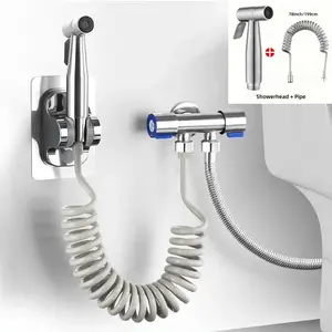 Handheld Modern Bidet Sprayer Set, 1 Set Stainless Steel Bidet Sprayer for Bathroom & Toilet Cleaning, Durable Stainless Steel & Water-saving Design Bidet Sprayer with 78inch Pipe Hose