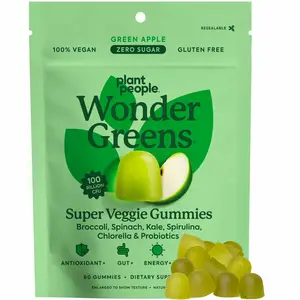 WonderGreens Veggie Gummies by Plant People - Zero Sugar, Super Greens and Probiotic Gummy Supplement - Improve Gut Health and Immunity