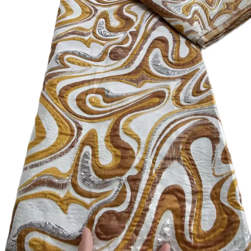 Nigerian Brocade Organza Fabric African Jacquard  Fabric High Quality with Floral Design