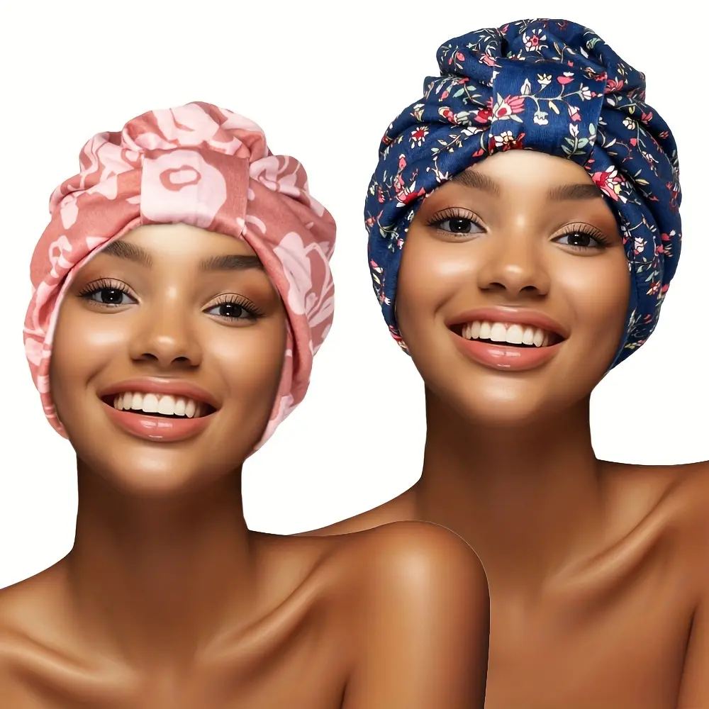 Printed Double-Layer Bandana Hair Bonnet, Soft Fabric Hat Printed Double-Layer Bandana Hair Bonnet, Soft Fabric Hat