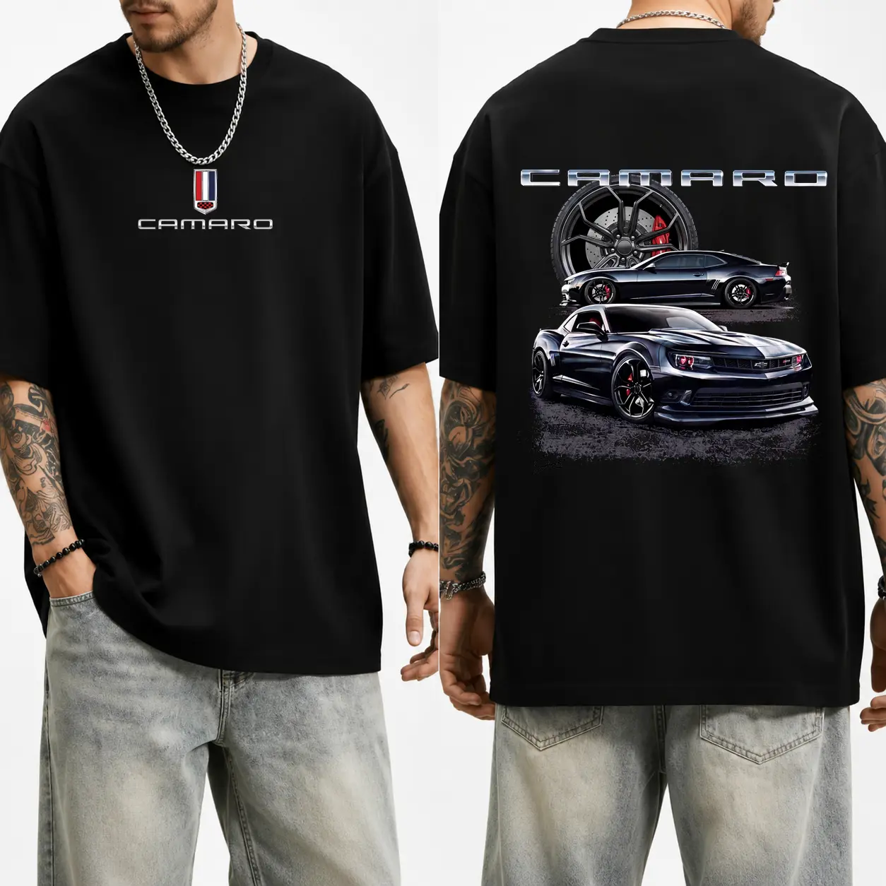 Men's ZL1 Camaro Printed Graphic T-Shirt - 100% Cotton Casual Fabric, Classic Fit, Short-Sleeve Round Neck, Fades-Resistant Menswear Tee for Classic Car Enthusiasts