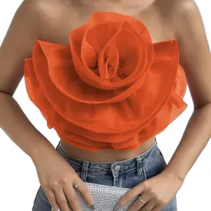 Flower Decor Crop Tube Top