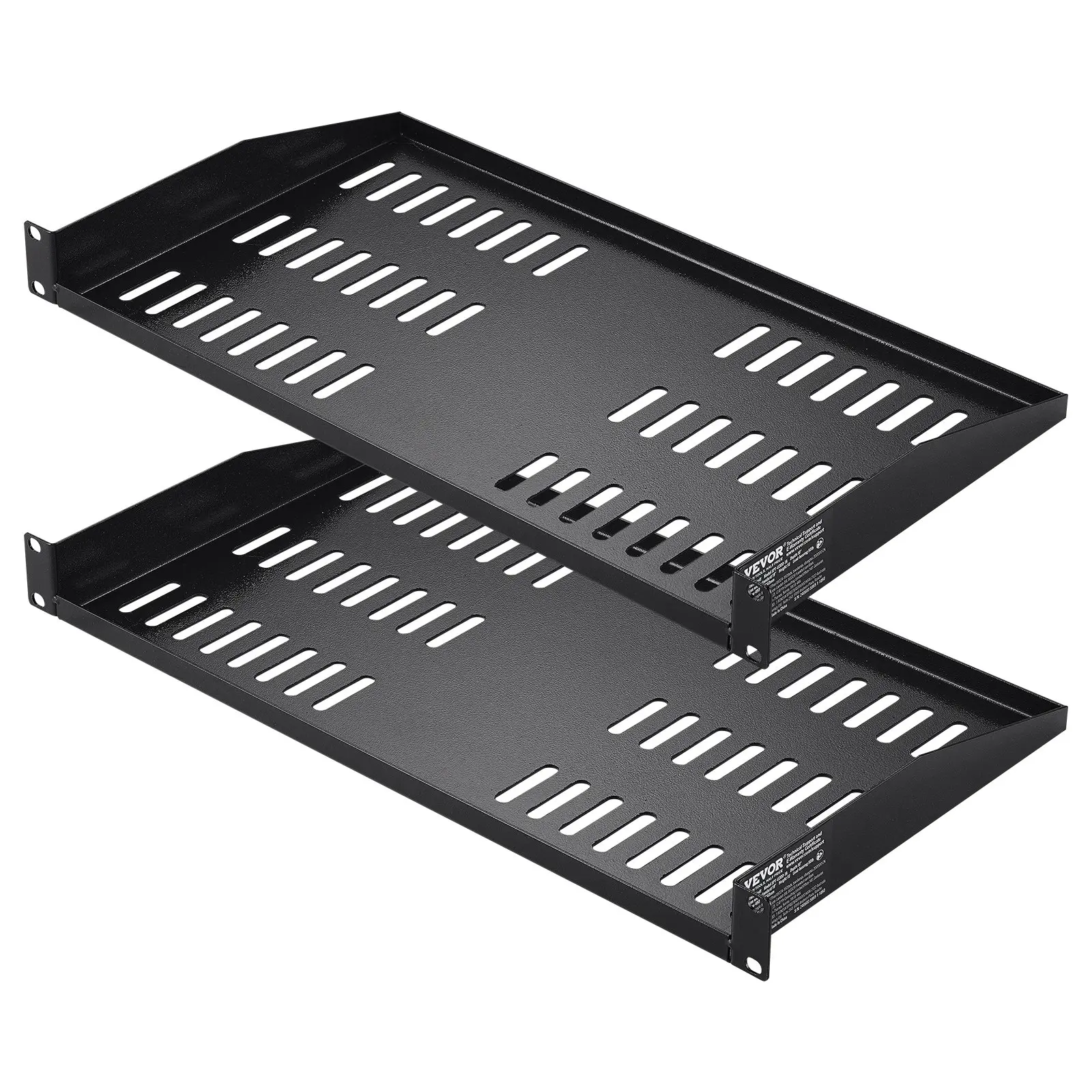 【Summerfinds】VEVOR 2PCS 1U Durable Metal Server Rack Shelves Set, 10in/254mm Depth, 50 lbs Max Load, Perforated Vented Cantilever Wall-Mounted Shelf Organizer with Tray, Easy Installation for 19in Network Equipment Racks