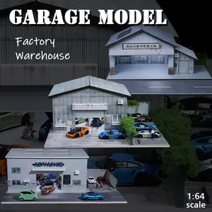 Light-Up 3-Story Parking Lot Diorama Garage Model for 1:64 Model Cars | Multi-Level Display Case | Car Model Enthusiast Miniature Scene Collection Building Kit Building Block Sets