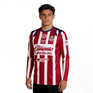 2526 Chivas CD Guadalajara Home Jersey Vintage Mexico Red and White Stripe Long Sleeve Top Football Jersey LIGAMX
