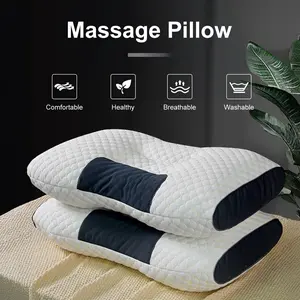 1/2pcs Pillows, Bedding, Soft And Non Collapsing Ergonomic Pillows, Honeycomb Shape Massage Pillows , Help Sleep And Protect The Neck Pillows, Washable Pillows Core, Suitable For Home Bed, Living Room, Bedroom