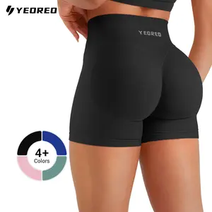 YEOREO Vision Hidden Scrunch Shorts Women's Seamless Butt Lifting Gym Shorts, High Waisted Tummy Control Workout Yoga Shorts Greenish
