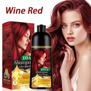 TOAE Hair dye Shampoo 3 In 1 herbaceous plant botanical shampoo ferrous  maroon wine color gentle and skin-friendly safe and secure  Natural-Black hair dye shampoo Haircare