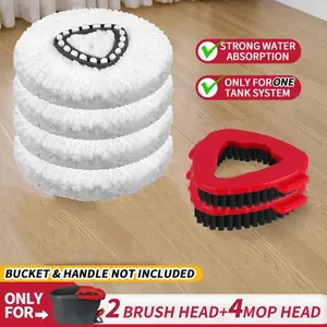 2026 Minimal Bits Spin Mop Head Replacement & Shower Floor Scrubber for O Cedar 1-Tank System Microfiber Mop Heads Easy Cleaning Floor Head Mop Set with 4 Refills for Wood Tile Cleaner