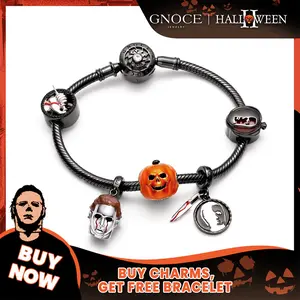 GNOCE Halloween II Collab Michael Myers Pendant Dangle Charm Bracelet for Women Valentine's Day & Halloween Jewelry Gift for Wife Daughter Her