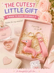 LUVTAG Cute Dachshund Dog Bag Charm Keychain, Key Charms, PU Leather Wiener Dog Pendant with Wrist Strap, Lightweight Animal Key Organizer, Perfect Birthday/Valentine's Day/Christmas Gift for Dog Lovers & Girls